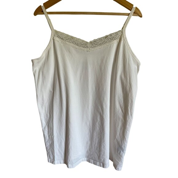 Catherines Suprema Collection 1X Ivory Cream Lace Trim Tank Top - Picture 1 of 6